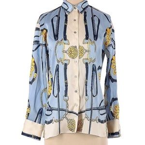 Zara Blue Equestrian Printed Blouse
